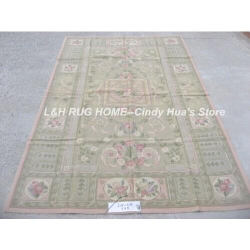 Free shipping 5'X8' needlepoint woolen rugs,100% handmade New Zealand wool carpets Light green