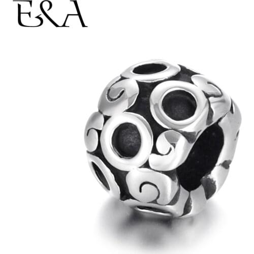 Stainless Steel Beads Blacken 5mm Hole Metal European Bead Charms Bracelet Making Supplies Handmade DIY Jewelry Findings