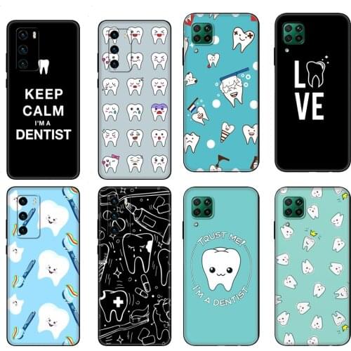 Black tpu Case For Huawei P30 Lite P30 Pro P40 Case For Huawei P40 LITE P Smart Case Cover Funny Dentist Dental Tooth Dentistry