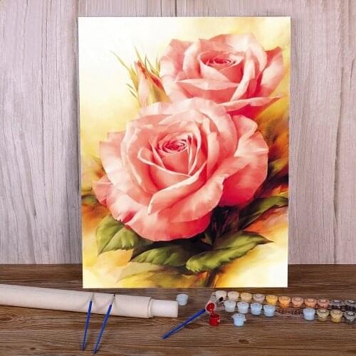 Flower Coloring By Numbers Painting Set Acrylic Paints 40*50 Oil Painting Wall Paintings For Handicraft