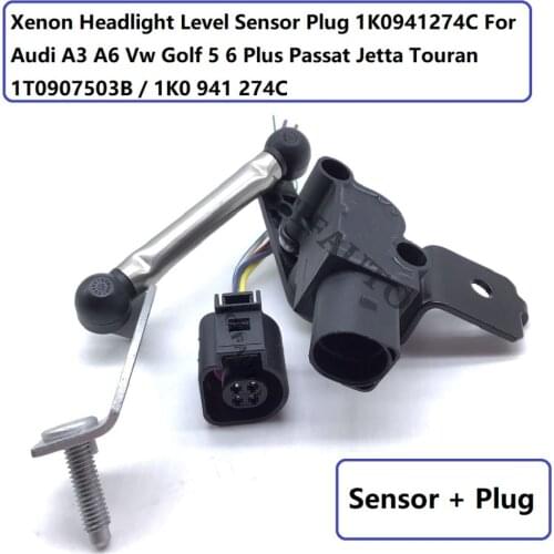 Xenon Headlight Level Sensor + Plug 1K0941274C For Audi A3 A6 Vw Golf 5 6 Plus Passat Jetta Touran 1T0907503B / 1K0 941 274C