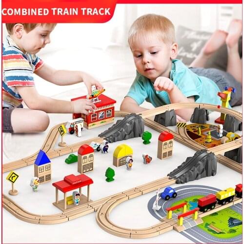 Childrens Wooden Rail Car Toy Boy Puzzle Intelligence Brain Safety Free Collocation Creative Changeable Train