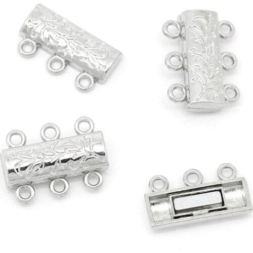 DoreenBeads Magnetic Hematite Magnetic Clasps Rectangle Round Silver Color Jewelry DIY Findings Handmde Necklace Charms, 1PC