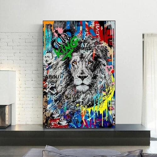 Canvas Painting Graffiti Lion King Street Art Abstract Posters On Wall Decor Art Prints Watercolour Pictures For Living Room