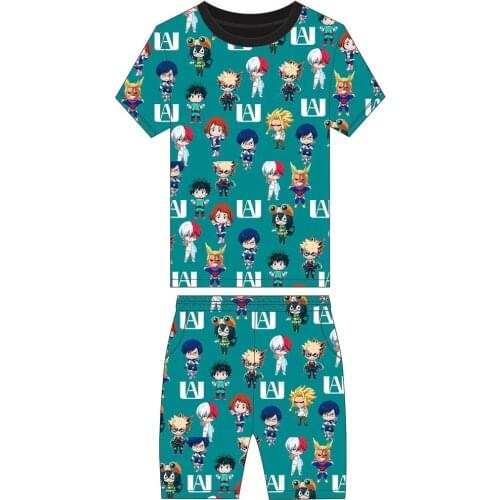 Short Suit My Hero Academia Anime Cosplay Two Piece Set Casual 3D Print Crewneck T-Shirt Pants Tracksuit 2021 New Summer Clothes