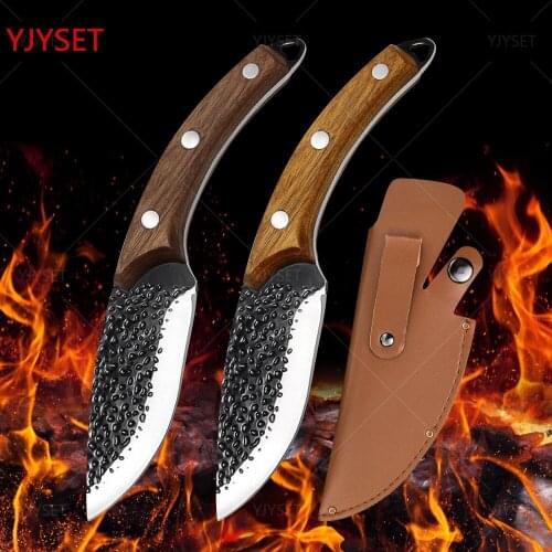 Forged Boning Knife Meat Cleaver Japanese High Carbon Steel 1-2Pcs Knives Handmade Chef Full Tang Kitchen Knife With Knife Cover