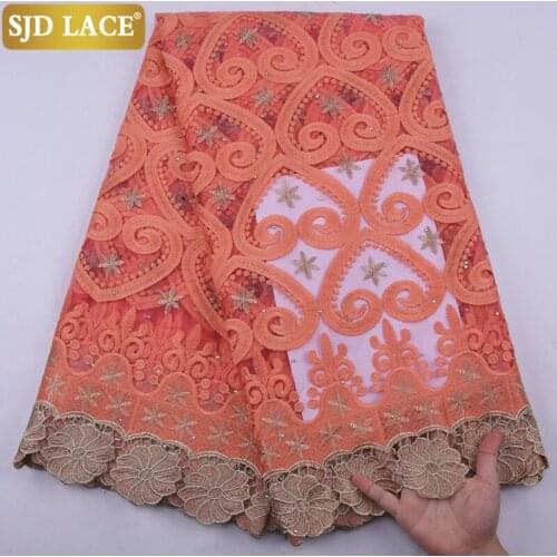 SJD LACE African Lace Fabric 2021Unique Design Guipure Cord French Mesh Lace Fabric High Quality Milk Silk For Wedding Sew A2175