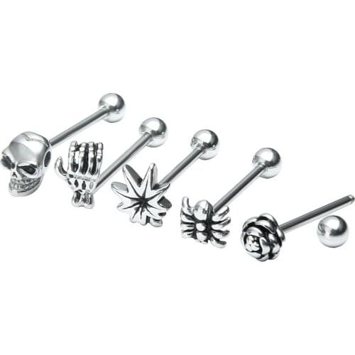 LO20pcs Surgical Steel PUNK EMO Tongue Ring Bar Nipple Barbells Body Piercing 14G~1.6mm NEW Arrived