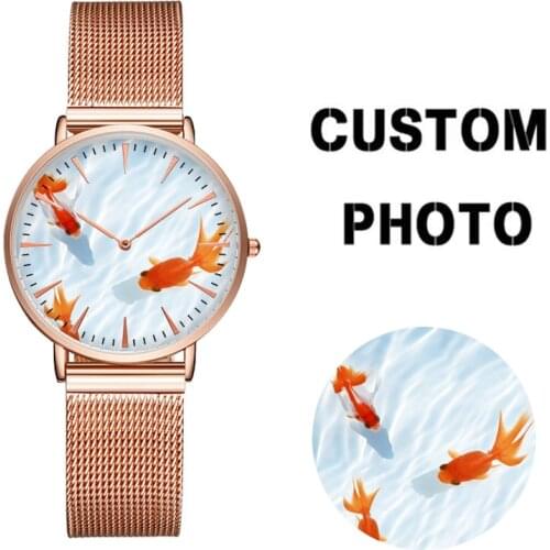 CL033 Personalized Name Custom Your Watch Montre Femme Private Label Branding Watch Printing Photo Couple Wrist Watch Clock
