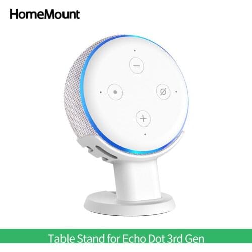 HomeMount Desktop Pedestal Holder Table Stand for Alexa Echo Dot 3rd Generation Smart Speaker Accessories Space-Saving Bracket