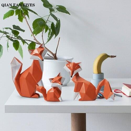 Nordic fashion fox sculpture statue,Modern art sculpture，Home decor accessories geometric fox figurines