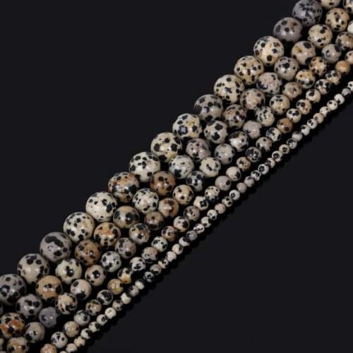 New Product 4. 6. 8. 10. 12mm Dalmation Dot Stone Beads Natural Stone Beads For Jewelry Making Diy Necklace Bracelet