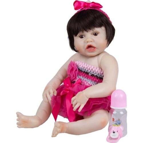 23 Inch Clearance Full Silicone Body Reborn Baby Doll Cutely Girl Fashion Baby Toddler Doll Toys For Kids Birthday Gifts