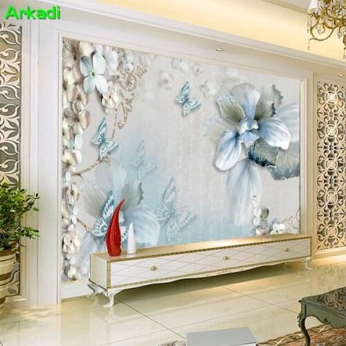 Custom Photo Wallpaper Beautiful 3d Mediterranean Flower Butterfly TV Background Wall Painting Any Size