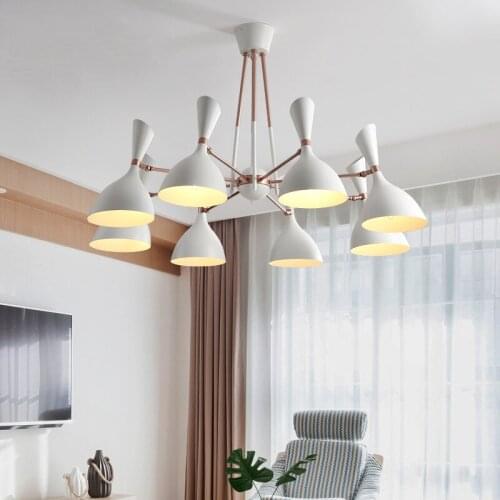 Postmodern Nordic Living Room LED pendant lamps Designer Creative Restaurant Bedroom Iron Black/White pendant light