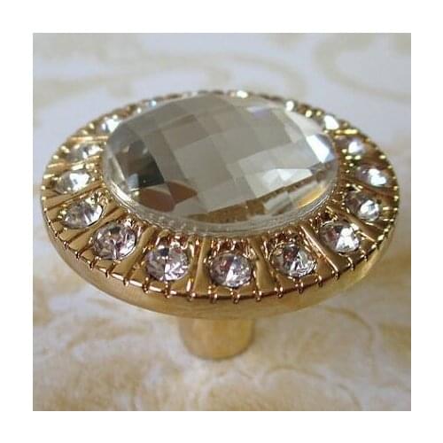 Glass Dresser Knobs Crystal Drawer Knobs Handles Sparkle Clear Diamond / GOLD Cabinet Bling Knobs Furniture decoration Hardware
