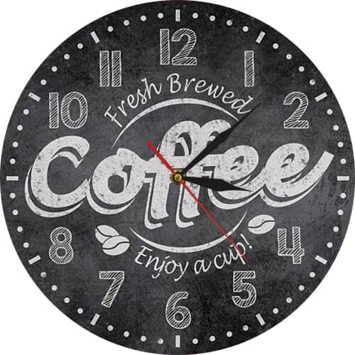 Fresh Brewed Coffee Enjoy A Cup of CAFE Print Wall Clock Kitchen Wall Watch Coffee Shop Cafe Bar Wall Decor Coffee Lover Gift