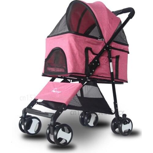 Dog Cart Pet Cart Dog Cart Four-wheeled Dog Cart Large Space Cat-dog Foldable Cart Travel Supplies Double Kennel Cat Carrier