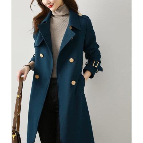 Spring Windbreaker Womens Mid-Length 2021 New Fashion All-Match Slim Double-Breasted Womens Trench Coat