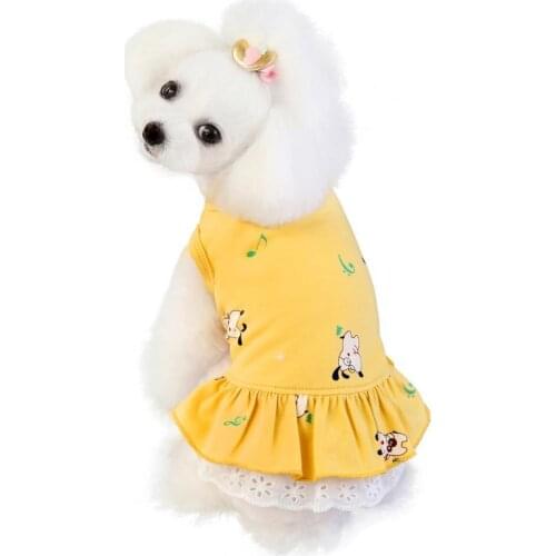 Dog Skirt Cartoon Print Foreleg Cotton Puppy Pet Cotton Dress Outfit Clothes for Summer