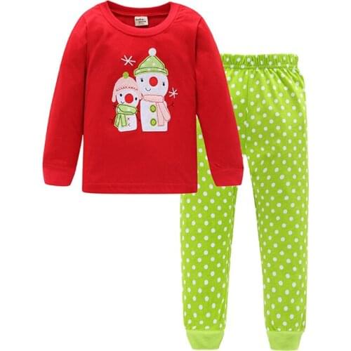 Winter Toddler Baby Girls Cute Snowman Pajamas Sets Long Sleeve T-shirt+Pants Trousers Boys Christmas Clothing Sleepwear Pyjamas