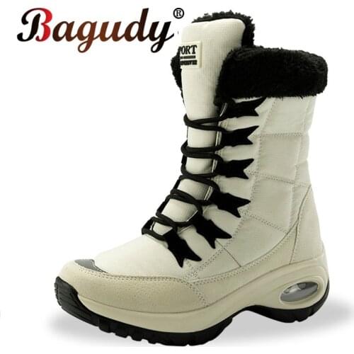 Winter Snow women Boots High top Warm Plush Boots Waterproof Non-slip Winter Leather Boots Platform Warm Outdoor Fashion Shoes