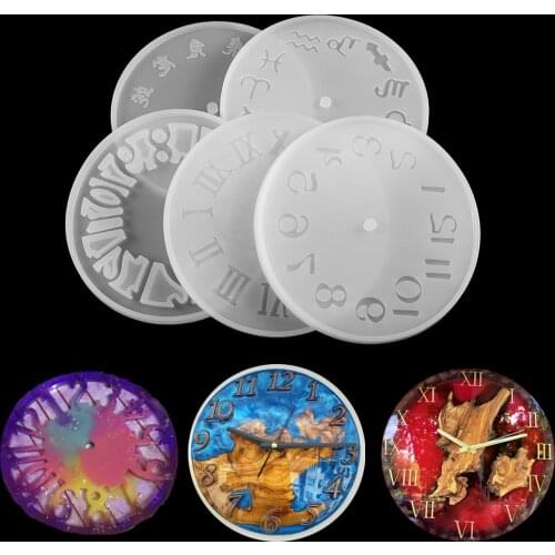 1pcs DIY Silicone Clock Mold Epoxy Resin Tray Mold Clock Craft Making Mould Round Jewelry Making Accessories