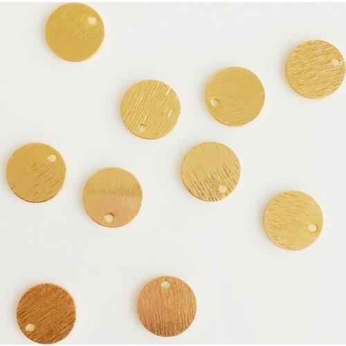 Wholesale 10 pcs/lot gold color golden charms circle round matt jewelry making craft findings DIY for women