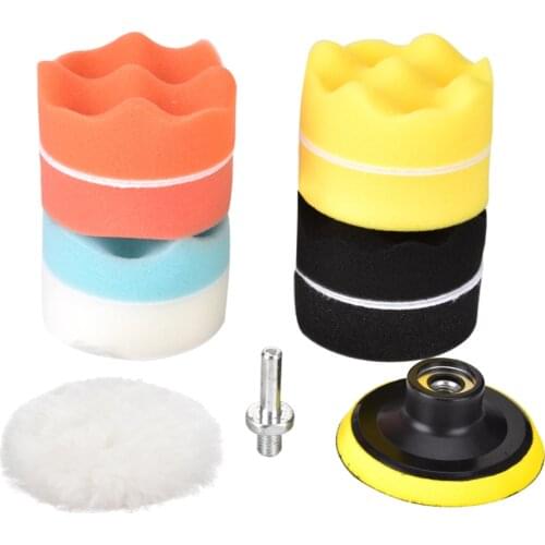 11pcs/Set 3 Inch Compound Drill Buffing Sponge Pads Polishing Auto Cars Detail Drill Adapter Car Polishing Tools