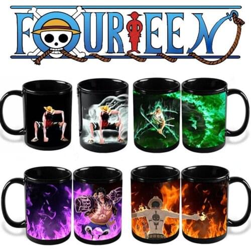Anime Coffee Mug One Piece Caneca Color Change Cup Luffy Zoro Ace Canecas Magic Ceramic Copo Drinkware