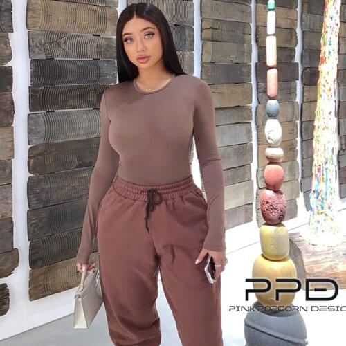 4-Color Kim Same Gloss High-Elastic Fabric Conjoined European And American Style Small Round Neck Long Sleeve Bottoming T Shirt