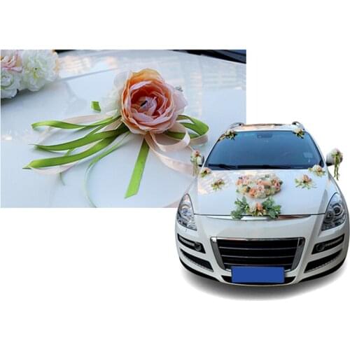 Silk Ribbon Flower Wedding Party Artificial Flowers Bridal Car Mirror Door Decoration C66