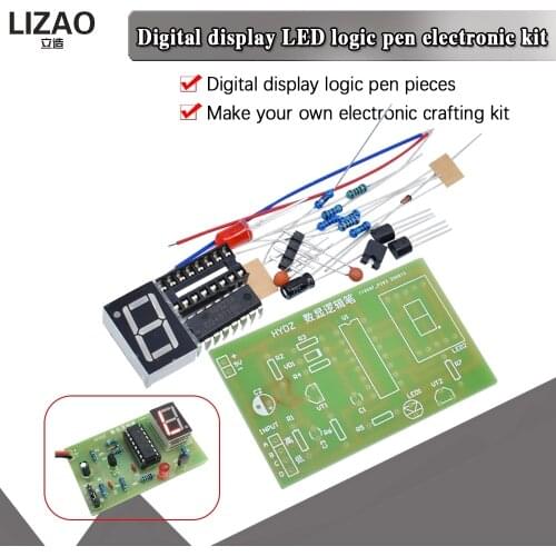 DIY LED pcb Digital Display LED Logic Pen Electronic Kit High and Low Level Test Circuit Soldering Practice Board Kit
