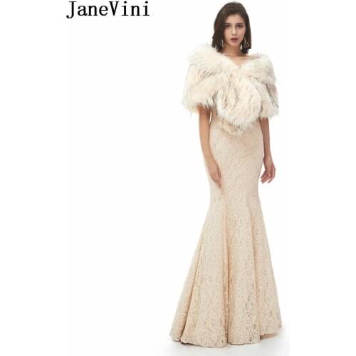 JaneVini Elegant Bride Cape Faux Fur Wrap Shawl Winter Fur Bolero Bridal Dress Party Coat Warm Wedding Jacket Women Accessories