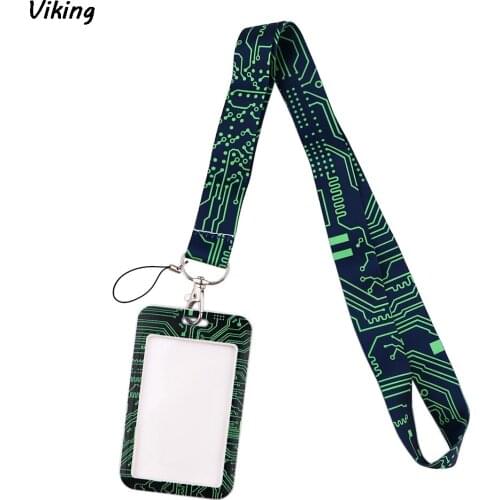 G1846 Cartoon Technology Lanyard Keychain key Badge Mobile Phone Rope Lanyard With Card Holder Cover