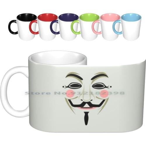 Anon Ceramic Mugs Coffee Cups Milk Tea Mug Anon Anonymous Hacker Hack Face V V For Vendetta Geek Nerd Creative Trending Vintage
