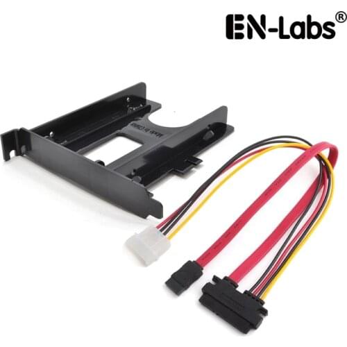 En-Labs SATA Data & Power Combo Cable w/ PCIe / PCI Slot 2.5" HDD/SSD Mounting Bracket 2.5" to PCI Rear Panel Hard Drive Adapter