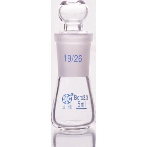 Conical flask with standard ground-in glass stopper,Capacity 5ml,joint 19/26,Erlenmeyer flask with standard ground mouth