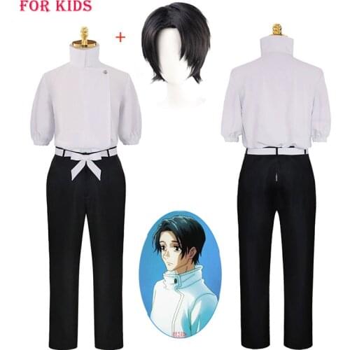 Anime Jujutsu Kaisen Yuta Okkotsu Cosplay Costume for Kids Black Uniform Wig Top + Pants Children Suit Kids Clothes Boys Gifts