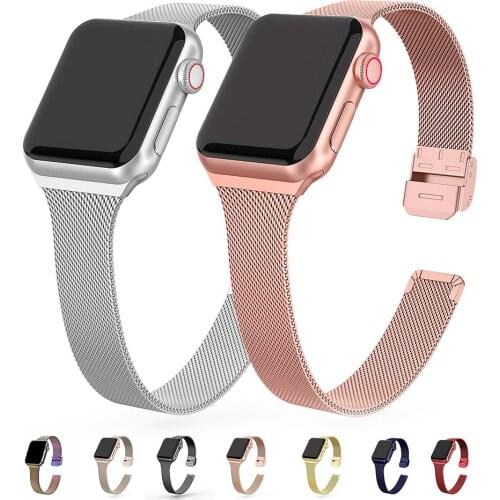 Milanese strap For Apple Watch band 44 mm 40mm iWatch band 42mm/38mm silm Stainless steel bracelet Apple watch series 4 3 5 SE 6