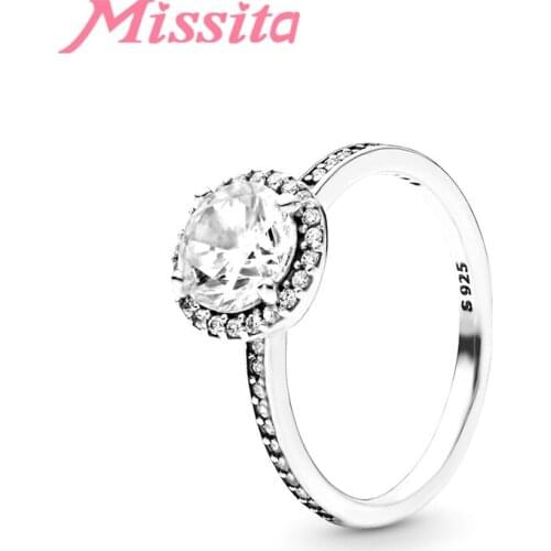 MISSITA 2019 NEW Shining Round Zircon Finger Rings For Women Fit Pan Wedding Engagement Silver Color Jewelry Gift Dropshipping