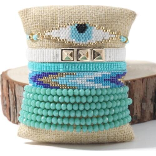 Rttooas Fashion MIYUKI Beaded Bracelet Set Turkish Evil Eye Pulseras Mujer Moda 2020 Joyeria Bracelets Handmade Female Jewelry