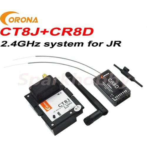 1set Corona 2.4Ghz system CT8J+CR8D JR upgrade Module transmitter and V2 DSSS receiver for JR TX and 8CH RX Set for RC drones