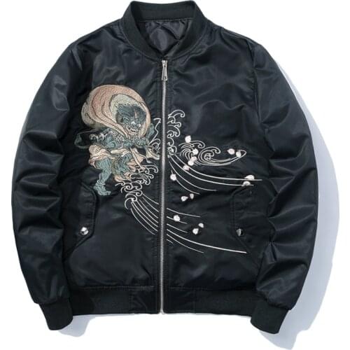 2020 Spring Autumn Mens Chinese Style Embroidered Coat Men Bomber Jacket Loose Long Sleeve Thin/thick S-3XL Baseball Jacket