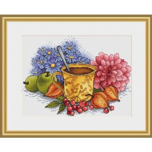 Yellow cup 30-24 Counted Cross Stitch 11CT 14CT 18CT DIY Chinese Cross Stitch Kits Embroidery Needlework Sets
