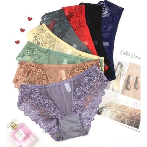 Jian Peng 8colors Sexy Lace Panties Soft Breathable Briefs Women Underwear Ladies Panty Transparent Tempting Low-Rise Lingerie