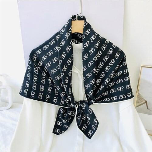 90cm Manual Hand Roll Twill Silk Scarf Women Butterfly Printed Curled Square Scarves Echarpes Foulards Femme Wrap Bandana Hijab