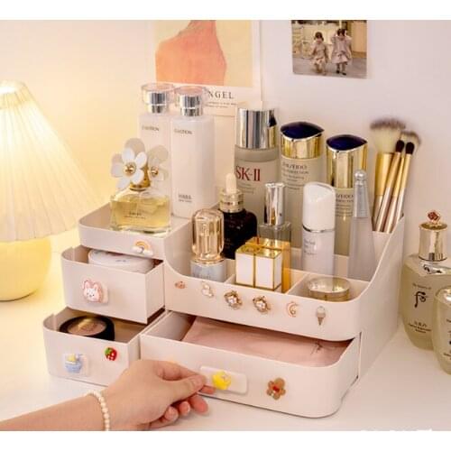 Super large capacity simple design without installation transparent take convenient cosmetics compartments storage box J06