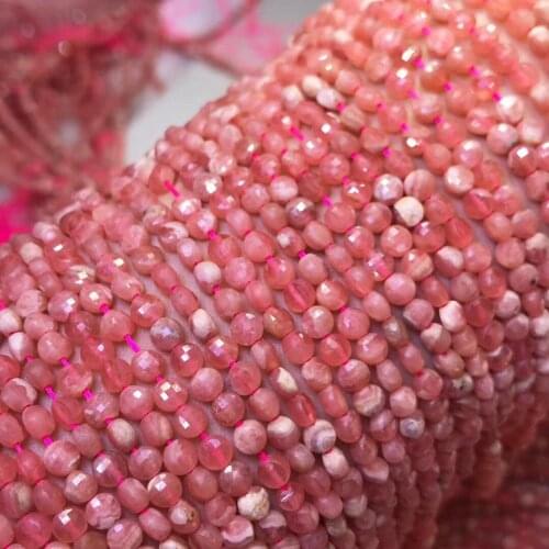 LOOSE BEADS RHODOCHROSITE 3*4mm coin faceted Wholesale for DIY jewelry necklace 36cm