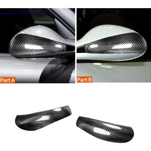NEW-2Pcs Rearview Mirror Cover Add-on Carbon Fiber Cap Fit For-Porsche Boxster/Cayman 997 911 987 Car Side Mirror